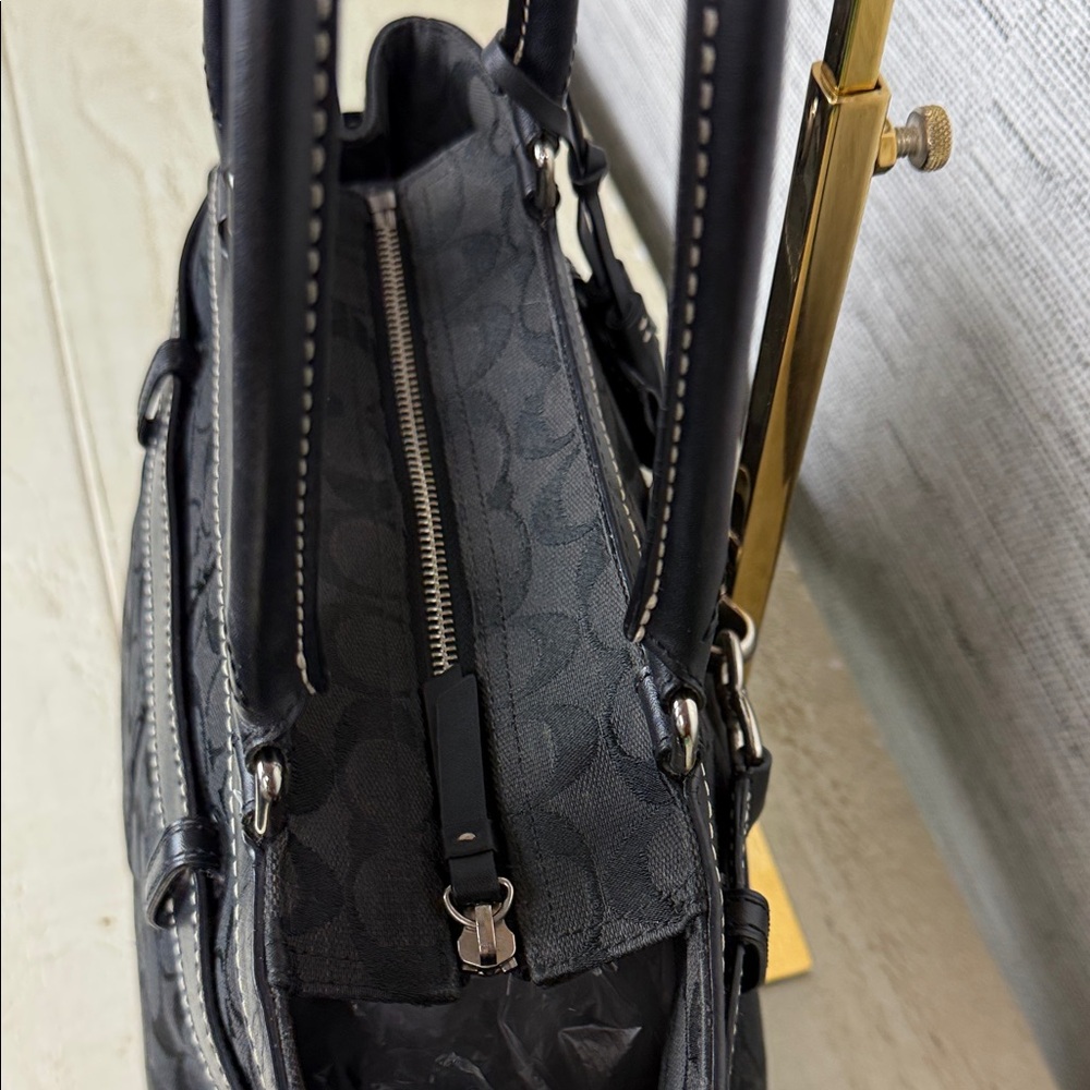 Coach Hamilton Black Signature Canvas Satchel - Picture 13 of 14